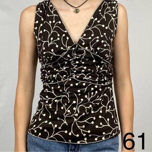 Max Studio Brown and Cream Patterned Tank Top